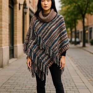 Deadstock Anthropologie Colorful Poncho One Size NWOT